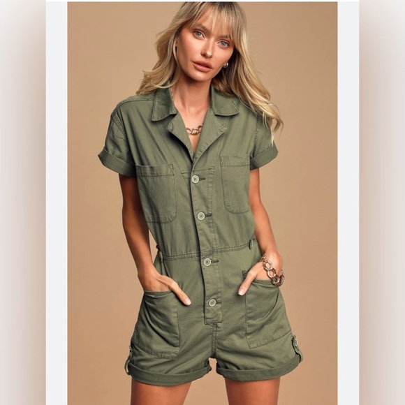 NEW Woman’s Pistola Parker Romper Olive Green Size Small - Picture 1 of 5